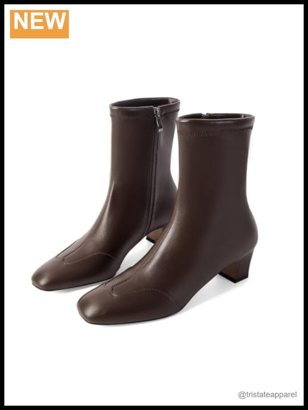 Sovanyou Ankle Boots Square Toe Low Heel Booties for Women Block Heel Side